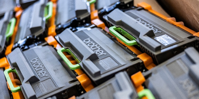 Kierrätykseen palautuneita laserkasetteja 