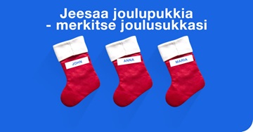 Jeesaa joulupukkia, merkkaa joulusukkasi